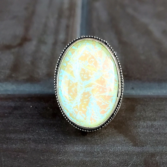 New Dichroic Glass 925 Silver Ring. - Picture 3 of 16